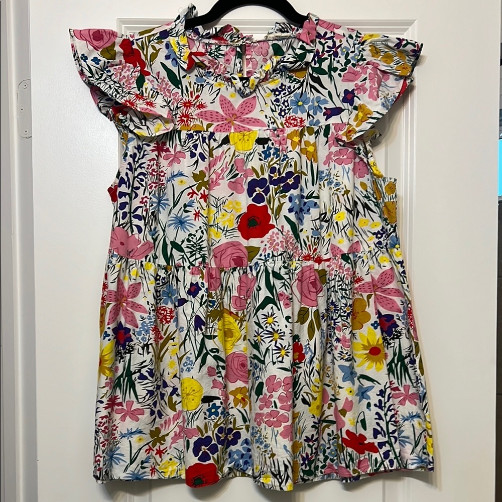 JODIFL Floral Ruffle Sleeve Blouse - Multicolor